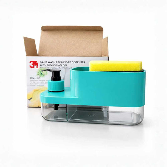 Soap Dispenser for Wash Basin and Kitchen Sink with Sponge Holder, Dish Wash Liquid Pump Dispenser, Kitchen Sink Organizer for Home Use