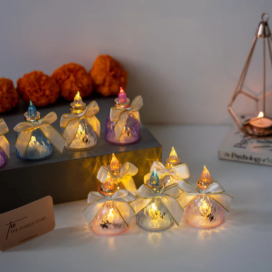 Mr. Flameless Tea LED Candle Lights | Elegant Bow Design