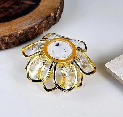 Golden Lotus LED Diya Lights | Flameless Acrylic Tea Lights for Diwali, Pooja & Home Decor