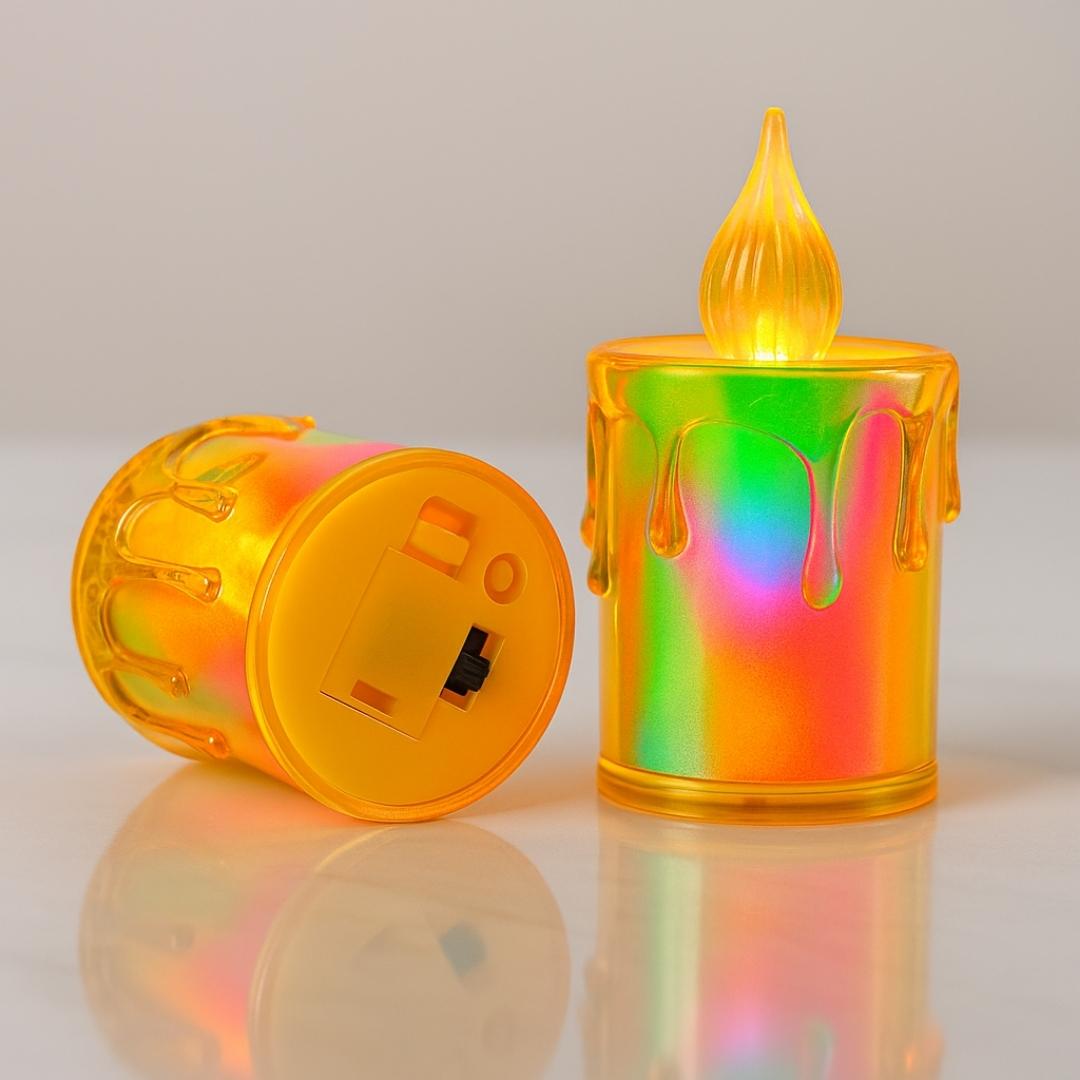 Rainbow Candle LED Light | Decorative Candle for Festivals, Parties & Home Styling