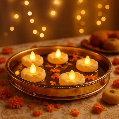 Water Sensor Floating Diya | Flameless & Smokeless LED  Lights