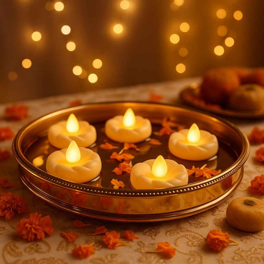 Water Sensor Floating Diya | Flameless & Smokeless LED  Lights