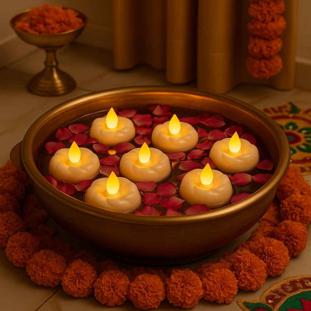Water Sensor Floating Diya | Flameless & Smokeless LED  Lights