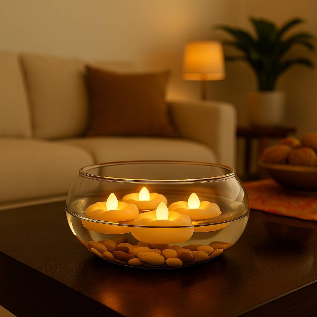 Water Sensor Floating Diya | Flameless & Smokeless LED  Lights